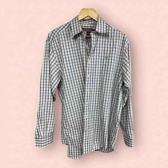 Vineyard Vines By Shep & Ian Medium Plaid Long Sleeve Button Down Whale Shirt - Picture 1 of 8
